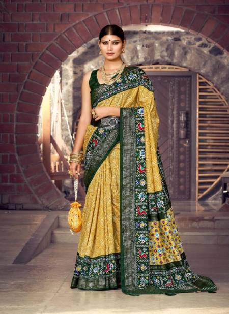 Yellow Colour Aamira By Mahamani Creation Tussar Dola Silk Designer Saree Catalog 3002