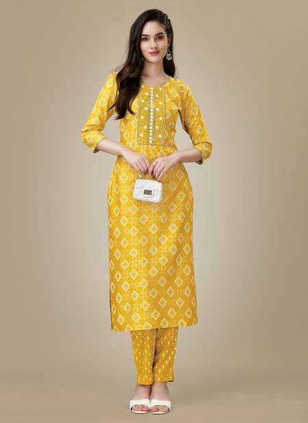 Yellow Colour Aaradhna 1009 To 1026 Kurti With Bottom Wholesale Shop In Surat 1009