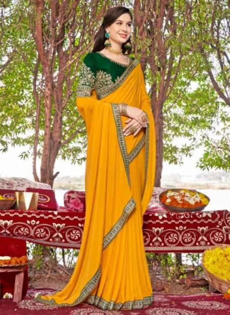 Yellow Colour Aarushi Vol 2 Right Women Fancy Wear Wholesale Designer Sarees Catalog 81257