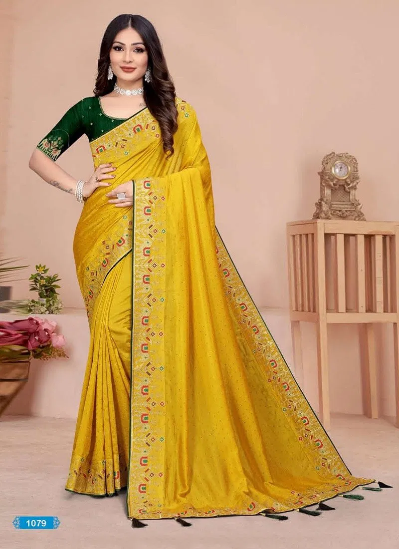 Yellow Colour Aditya 09 By Aditya Vichitra Ocassion wear Designer Saree Wholesales In Delhi 1079