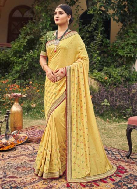 Yellow Colour Advika Ethnic Wear Wholesale Designer Saree Catalog 4705