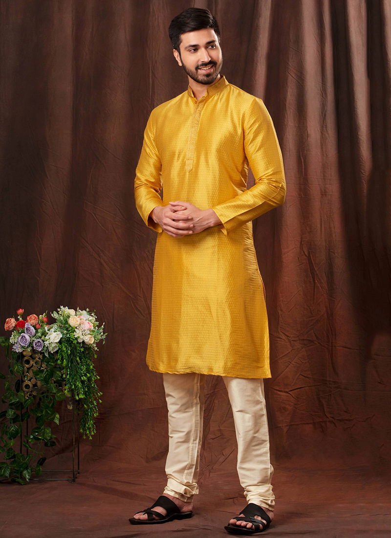 Yellow Colour Akshat By Styleroof Festive Wear Kurta Pajama Catalog 1552 1