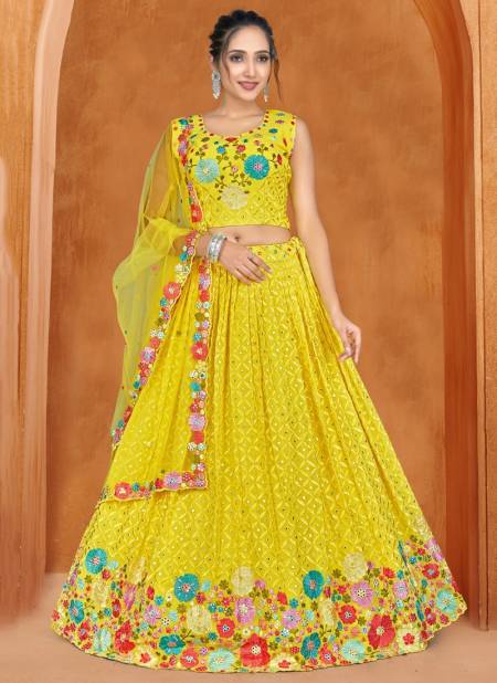 Yellow Colour Amoha C1937 Colors Wholesale Party Wear Lehenga Choli Catalog C1937 C