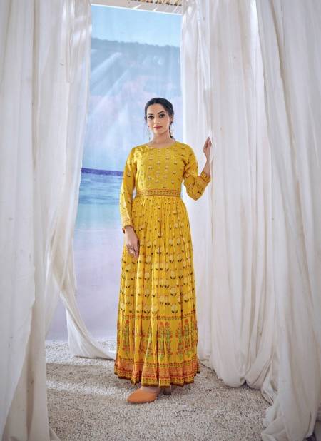 Yellow Colour Amoha Kig 1 To 11 Gown Catalog 8