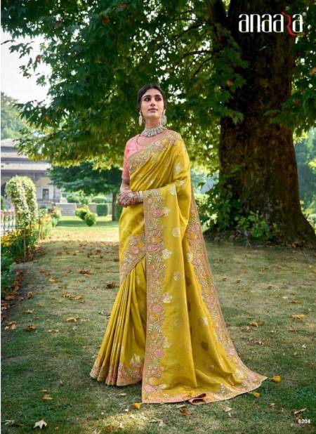 Yellow Colour Anaara By Tathastu 6201 To 6210 Series Saree Wholesale Online 6204 Catalog