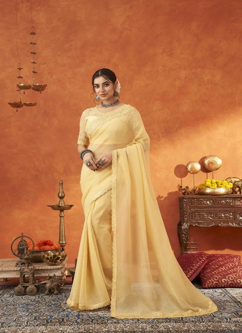 Yellow Colour Anamika By Suma Designer Fancy Wholesale Saree Suppliers In Mumabi 5007