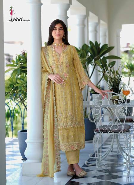 Yellow Colour Anaya By Zaveri Organza Embroidered Readymade Pakistani Suit Catalog 1592