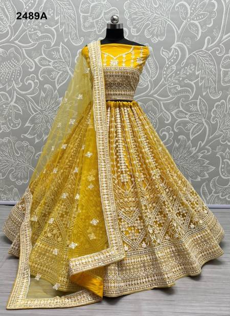 Yellow Colour Anjani Art 2489 Colors Patry Wear Lehenga Choli Catalog 2489 A