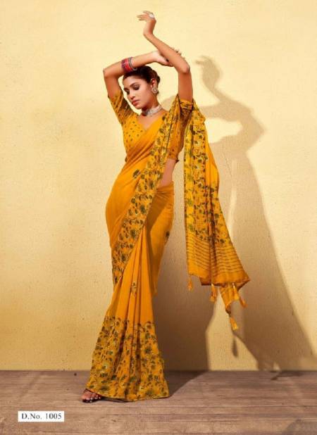 Yellow Colour Ankita By Mahamani Creation Georgette Designer Saree Catalog 1005