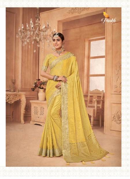 Yellow Colour Anushka Vol 2 By Pankh Wedding Saree Catalog 6102