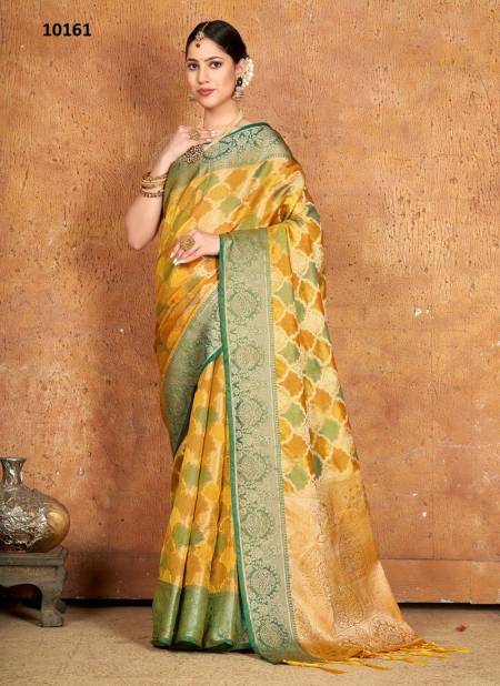 Yellow Colour Ashika By Sangam Banarasi Silk Saree Catalog 10161