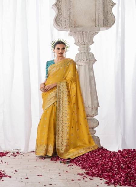 Yellow Colour Asiyana By Kimora Silk Designer Wedding Wear Saree Catalog SA-254