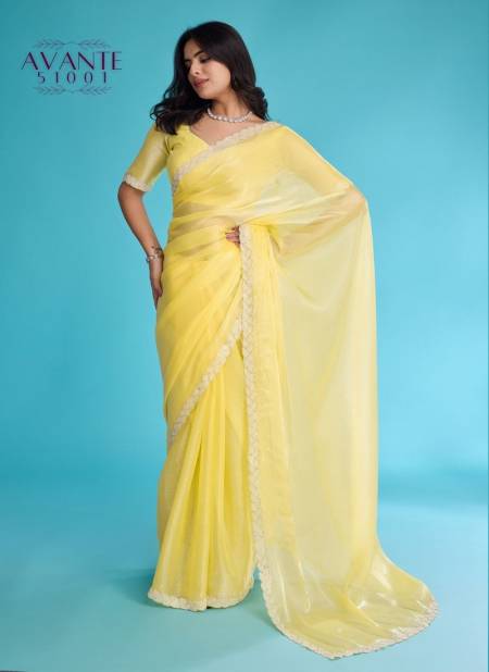 Yellow Colour Avante By Sethnic Tissue Burberry Fancy Saree Exporters In India 51001