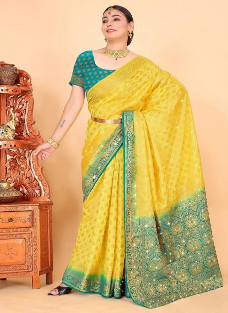 Yellow Colour BK 8771 Designer Saree Catalog 3703