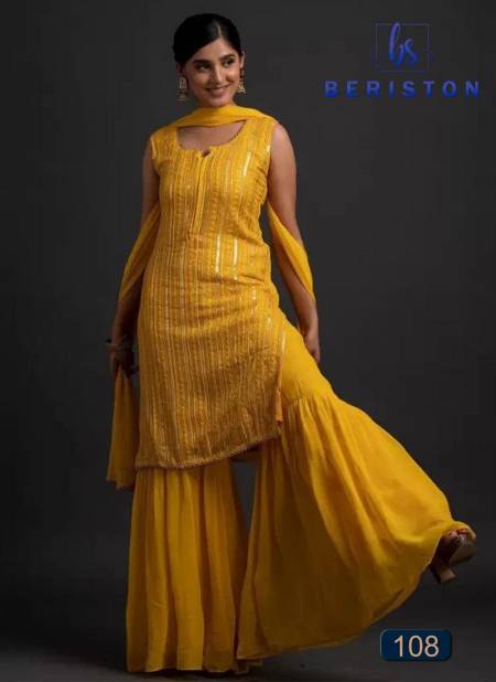 Yellow Colour BS Vol 1 Sharara Suit Catalog 108