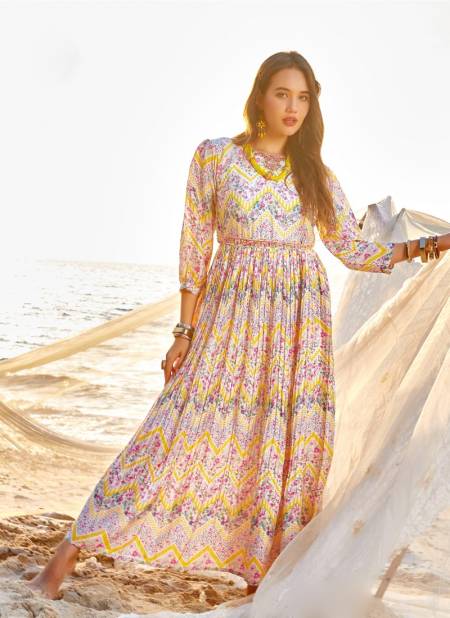 Yellow Colour Bahara Vol 2 By Anju Fabrics Gown Catalog 7212