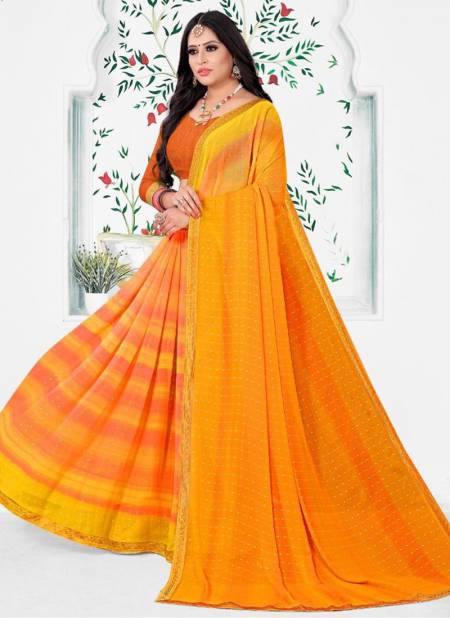 Yellow Colour Bhakti Vol 1 Printed Wholesale Georgette Sarees 1006