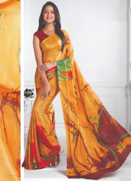 Yellow Colour Bright And Beautiful Wholesale Daily Wear Sarees Catalog 70001 B