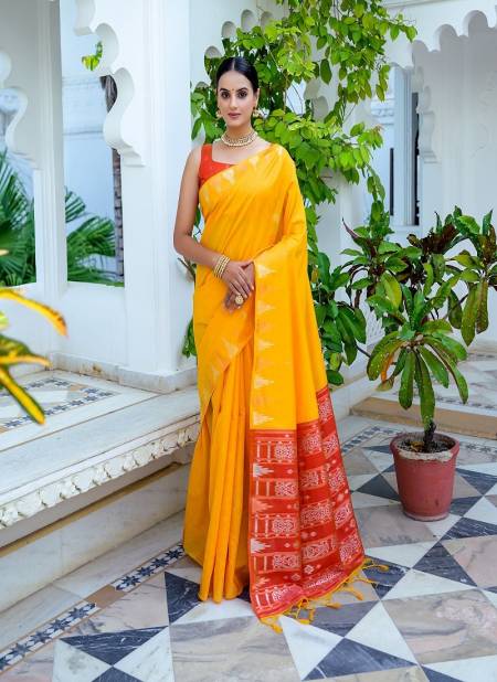 Yellow Colour Charusila By RF Soft Tussar Silk Sarees Suppliers In India RF27586