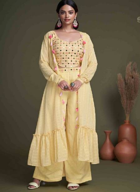 Yellow Colour Flory Vol 34 By Shubhkala Plazzo Suit Catalog 4904