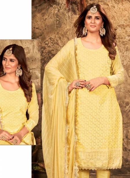 Yellow Colour Fulkari NX Wholesale Pakistani Salwar Suit Catalog R Fulkari B