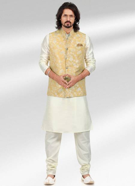 Yellow Colour Function Wear Exclusive Wholesale Modi Jacket Kurta Pajama 1868