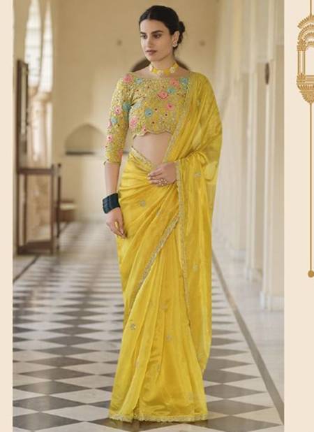 Yellow Colour Imperial 2 Wholesale Party Wear Saree Catalog 7603