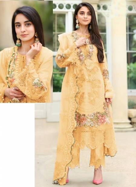 Yellow Colour Iznik Vol 1 Wholesale Designer Georgette Pakistani Suit Catalog 2020 C