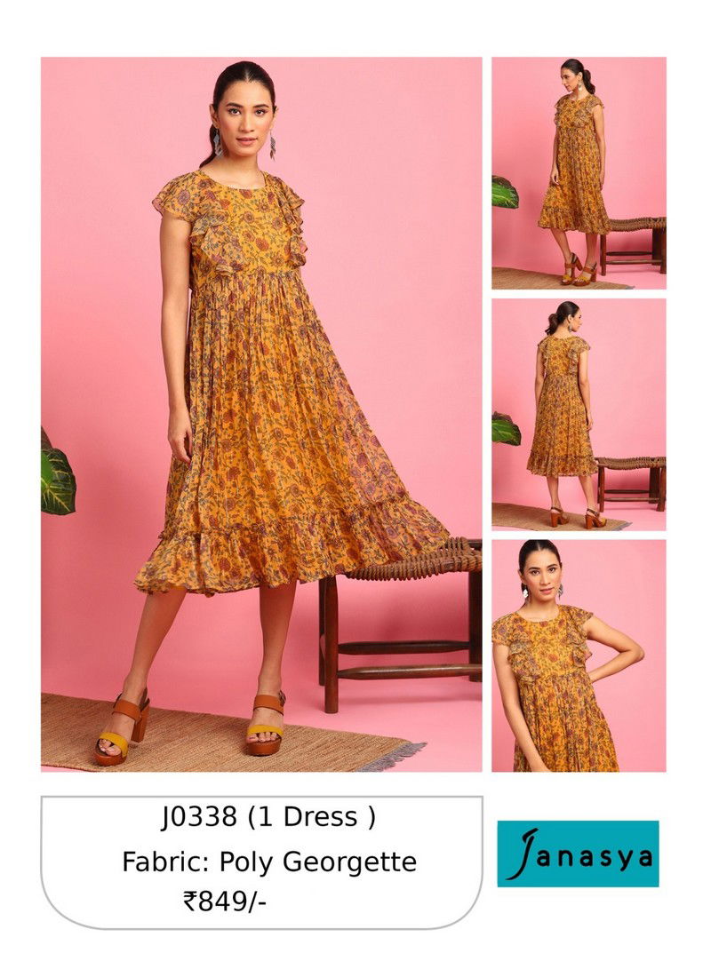 Yellow Colour Janasya Designer Kurti Catalog 338