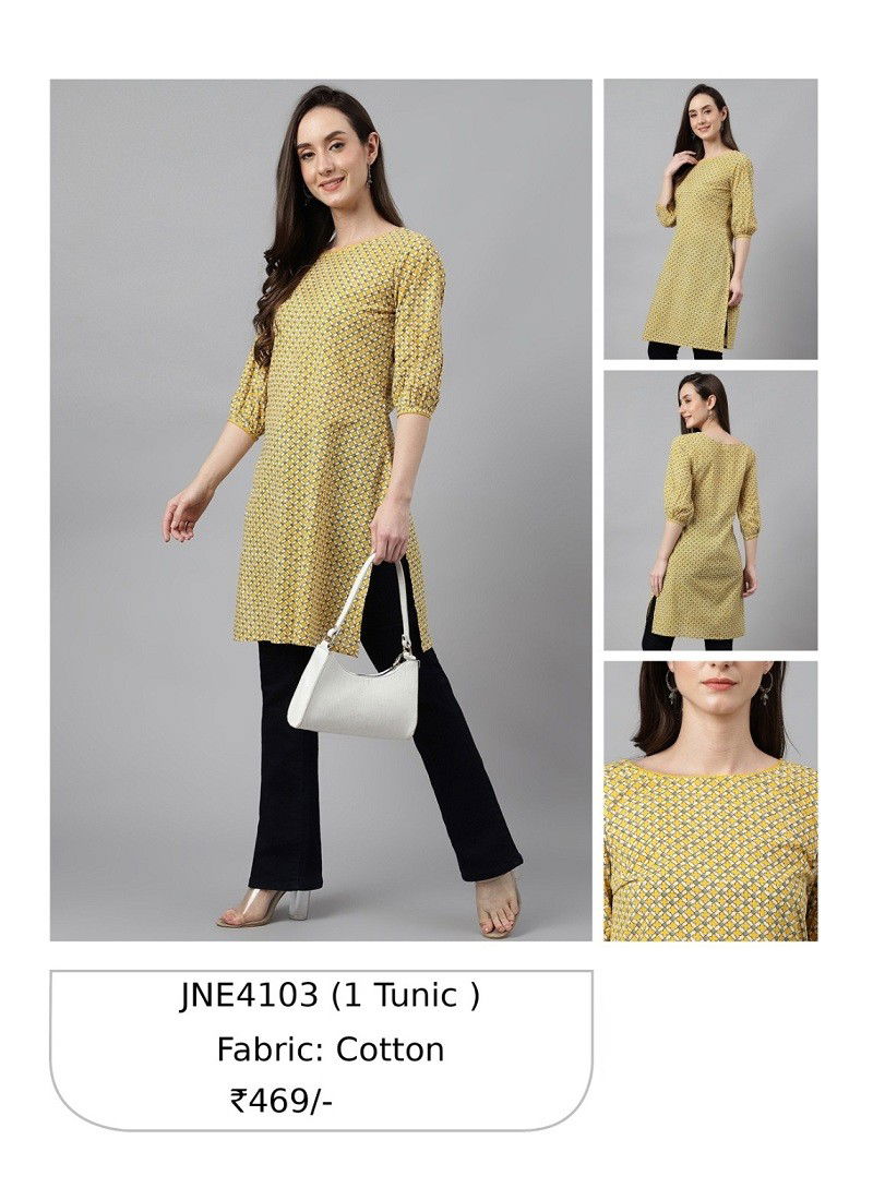 Yellow Colour Janasya Designer Kurti Catalog 4103