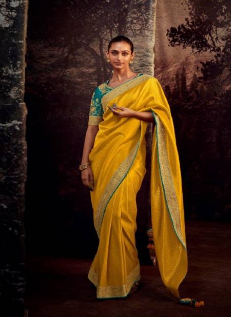 Yellow Colour Kajal Vol 13 By Kimora Designer Saree Catalog 5273