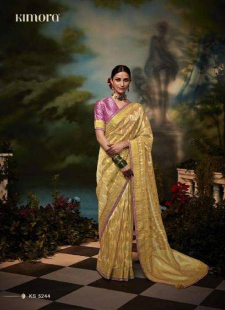 Yellow Colour Kajal Vol 2 By Kimora Fancy Wedding Designer Saree Catalog KS 5244