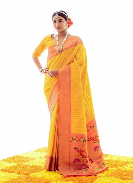 Yellow Colour Kalakruti By Rajpath Silk Saree Catalog 136003