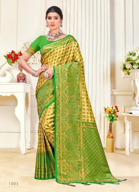 Yellow Colour Kalanidhi Vol 4 By Bunawat Wedding Wear Kanjivarm Silk Wholesale Sarees In India 1003