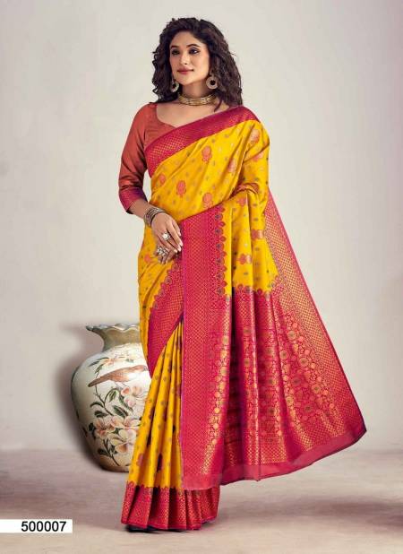 Yellow Colour Kanyaa Silk By Rajpath Soft Silk Wedding Sarees Wholesale Market In Surat 500007