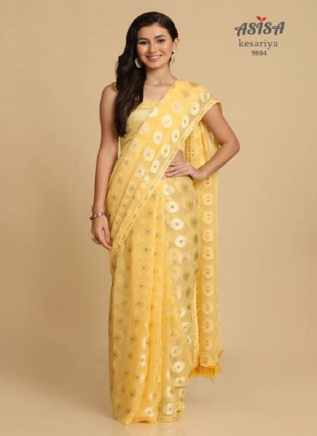 Yellow Colour Kesariya By Asisa Designer Saree Catalog 9804