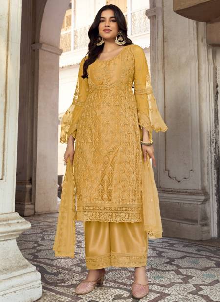 Yellow Colour Khwaab By Fk Fashion Wedding Wear Salwar Suits Catalog 1012 B