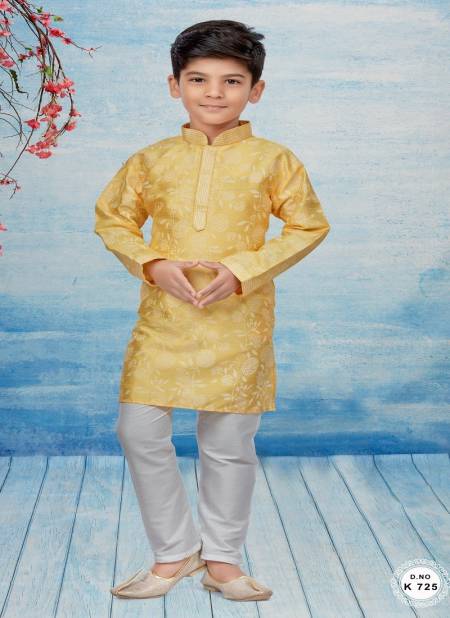 Yellow Colour Kids Kurta Pajama And Indo Western Catalog K 725