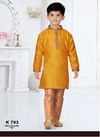 Yellow Colour Kids Party Wear Kurta Pajama Catalog K-703