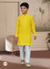 Yellow Colour Kids Vol 4 Boys Wear Kurta Pajama And Indo Western Catalog K 738