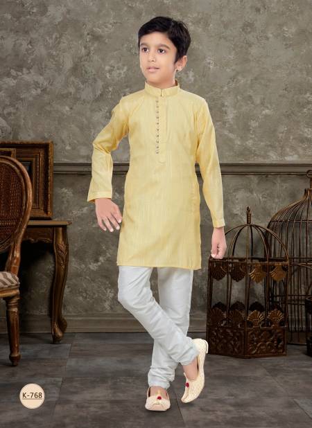 Yellow Colour Kids Vol 5 Boys Wear Kurta Pajama And Indo Western Catalog K 768