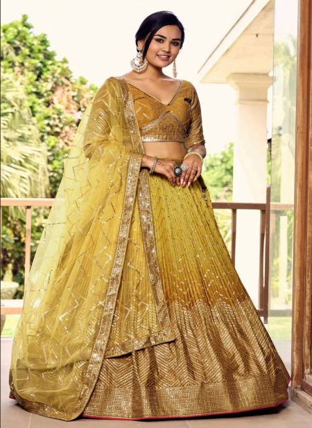 Yellow Colour Kimaya By Zeel Clothing Wedding Chinon Lehenga Choli Wholesale Shop In Surat 5057-Yellow