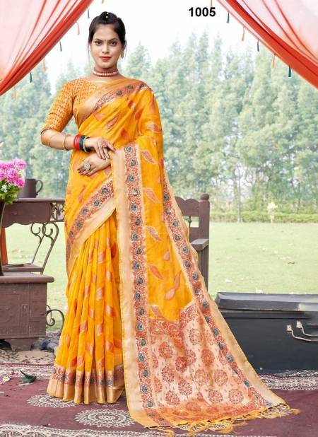 Yellow Colour Krisna By Sangam Wedding Sarees Catalog 1005