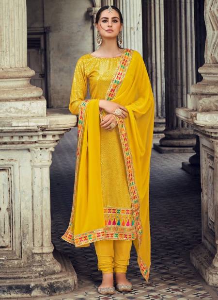 Yellow Colour Lamhey Vol 10 Function Wear Wholesale Georgette Salwar Suits 2055