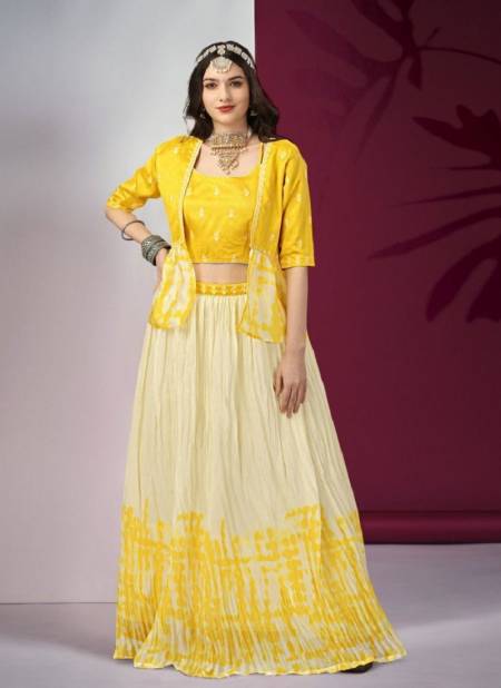 Yellow Colour Lavanyaa By Biva Indowestern Lehenga Choli Catalog 6001