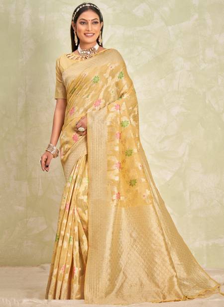 Yellow Colour Madhulika Sangam Colours Wholesale Wedding Wear Sarees Catalog 1003