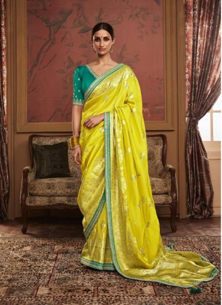 Yellow Colour Maharani By Kimora Silk Saree Catalog 183