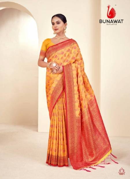 Yellow Colour Majesrik Silk By Bunawat Printed Paithani Silk Saree Wholesale Clothing Distributors In India 1001