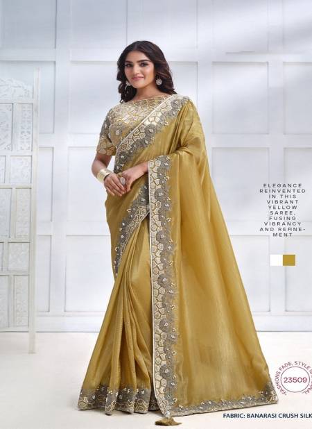 Yellow Colour Majestica 23500 By Mahotsav Party Wear Saree Best Wholesale Shop In Surat 23509