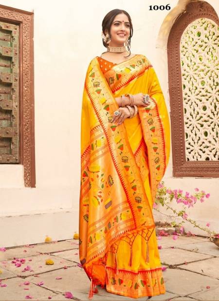 Yellow Colour Mariya By Sangam Silk Saree Catalog 1006